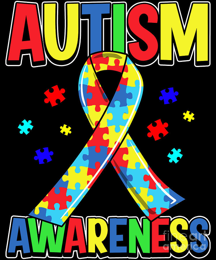 Autism Awareness Day 2020 Colorful Puzzle Ribbon Digital Art by The