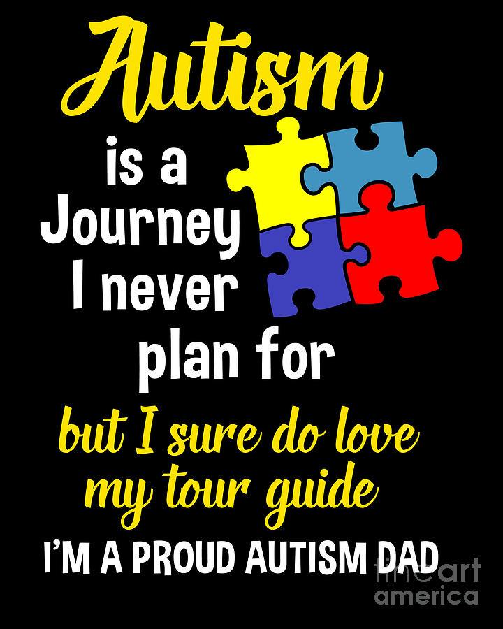 Autism Awareness Father Dad Ribbon Puzzle Gift Digital Art by Lukas