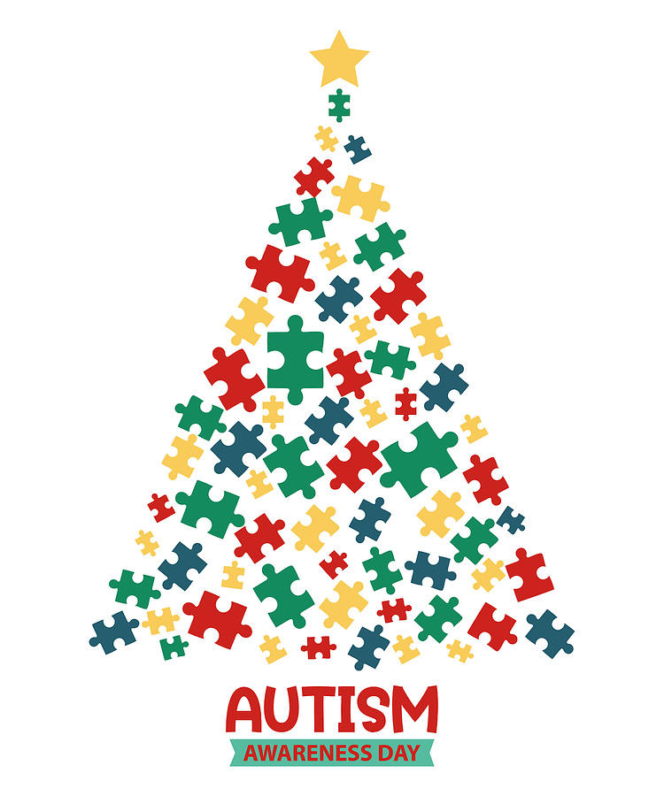 Autism Tree Christmas Autism Awareness Digital Art by Mounir Khalfouf