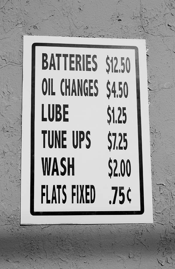 Auto Repair Prices Photograph by Cynthia Guinn