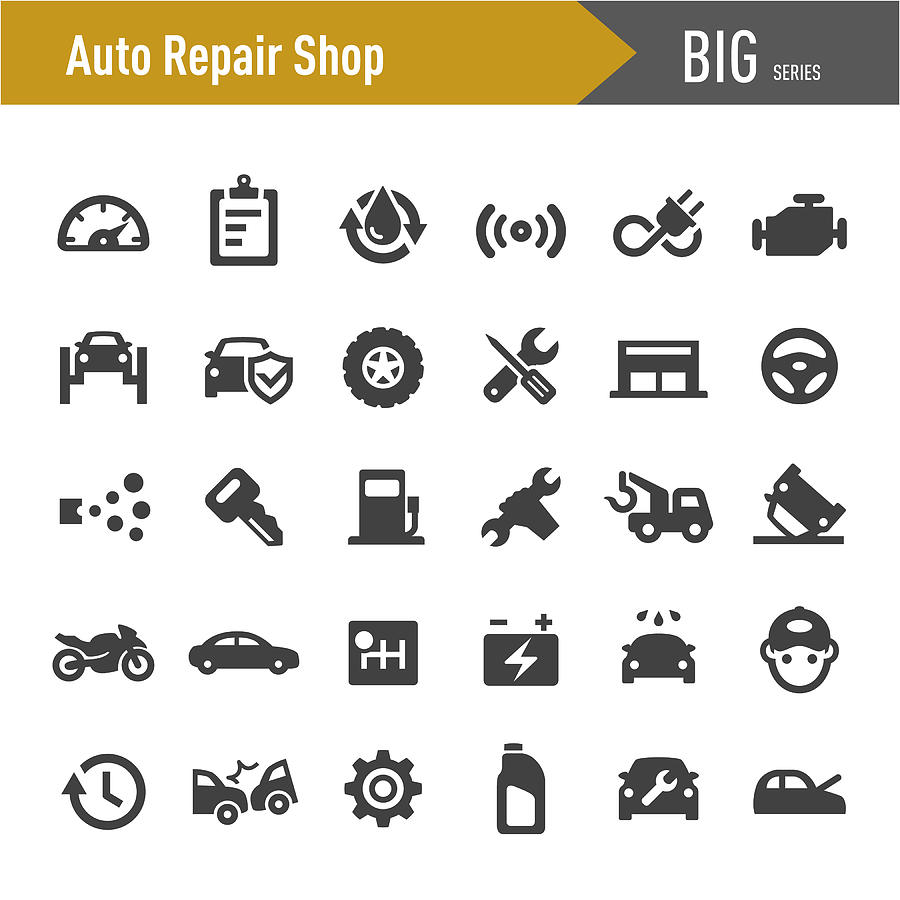 Auto Repair Shop Icons - Big Series Drawing by -victor-