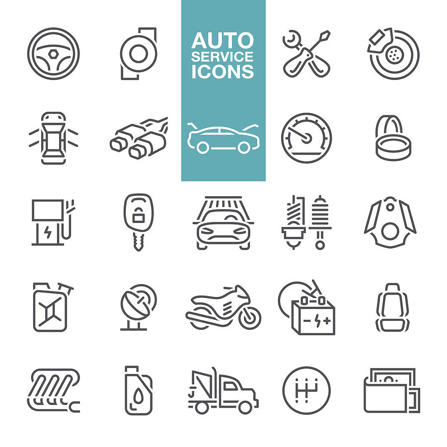 Auto service line icons Drawing by Forest_strider
