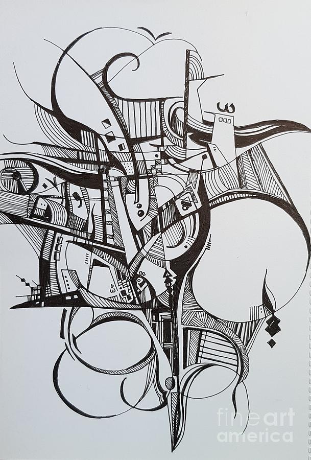 Automatism composition 2 Drawing by Zaher Bizri Pixels