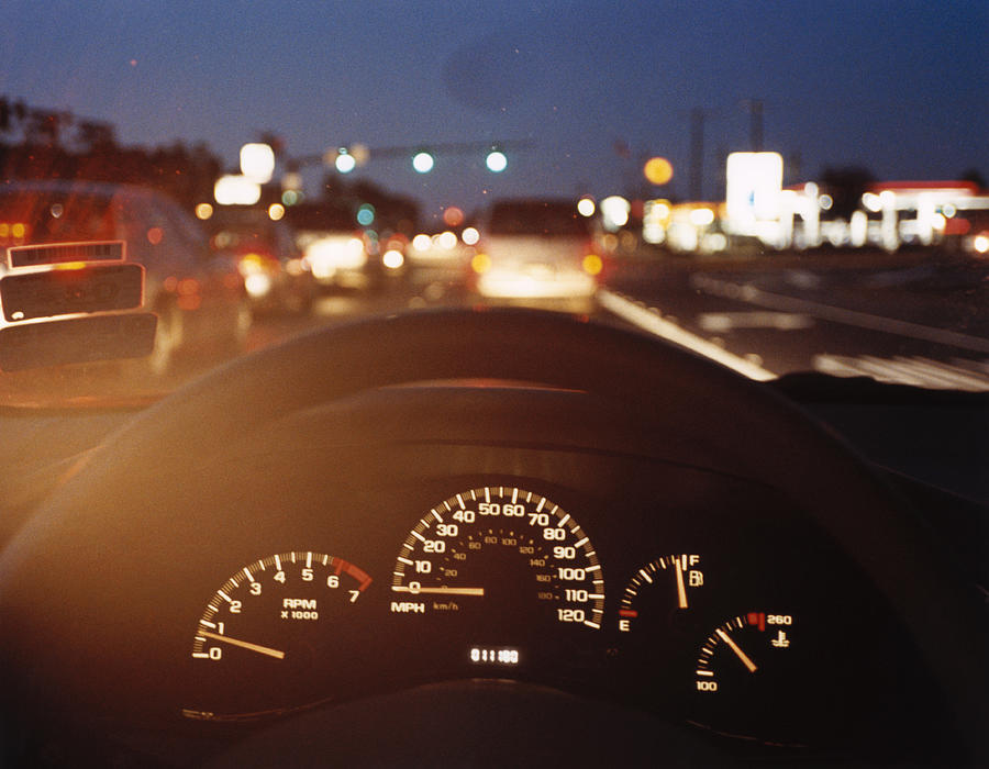 Automobile Dashboard at Night Photograph by Charles Gullung