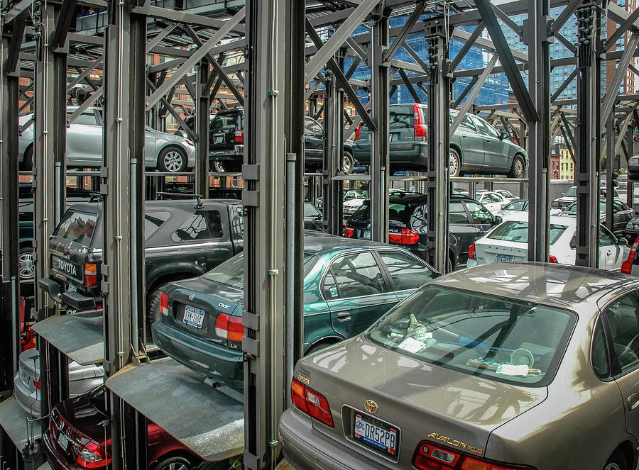 Automobile Parking Stacks Photograph