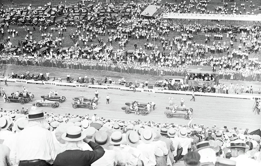 Automobiles on Race Track, USA Photograph by Harris and Ewing