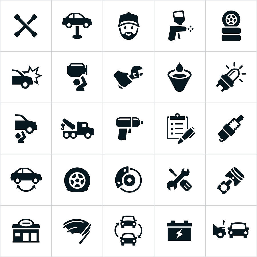 Automotive Repair Icons Drawing by Appleuzr