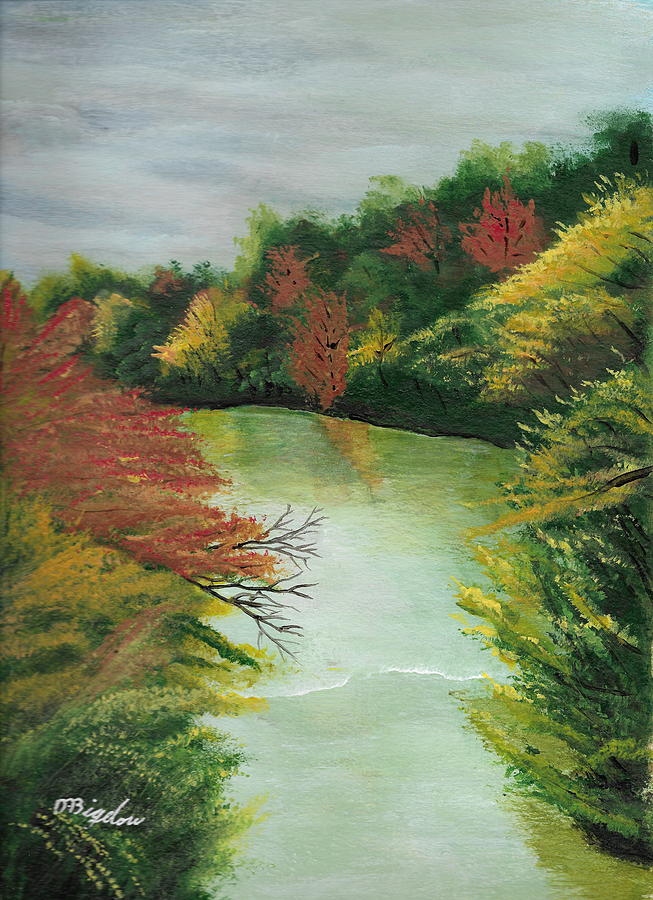 Autum River Painting by David Bigelow
