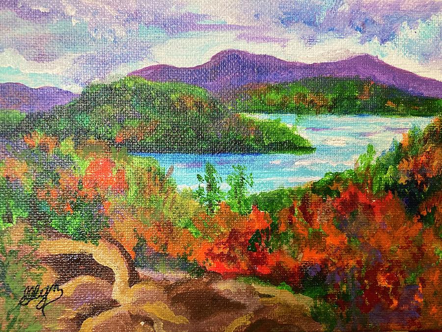 Autumn Ablaze at North South Lake Painting by Ellen Levinson