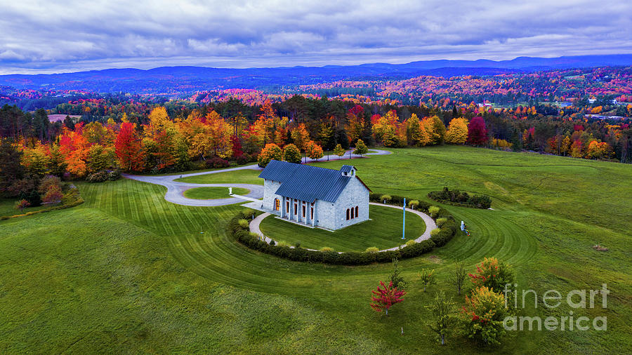 Autumn above The Chapel Photograph by New England Photography