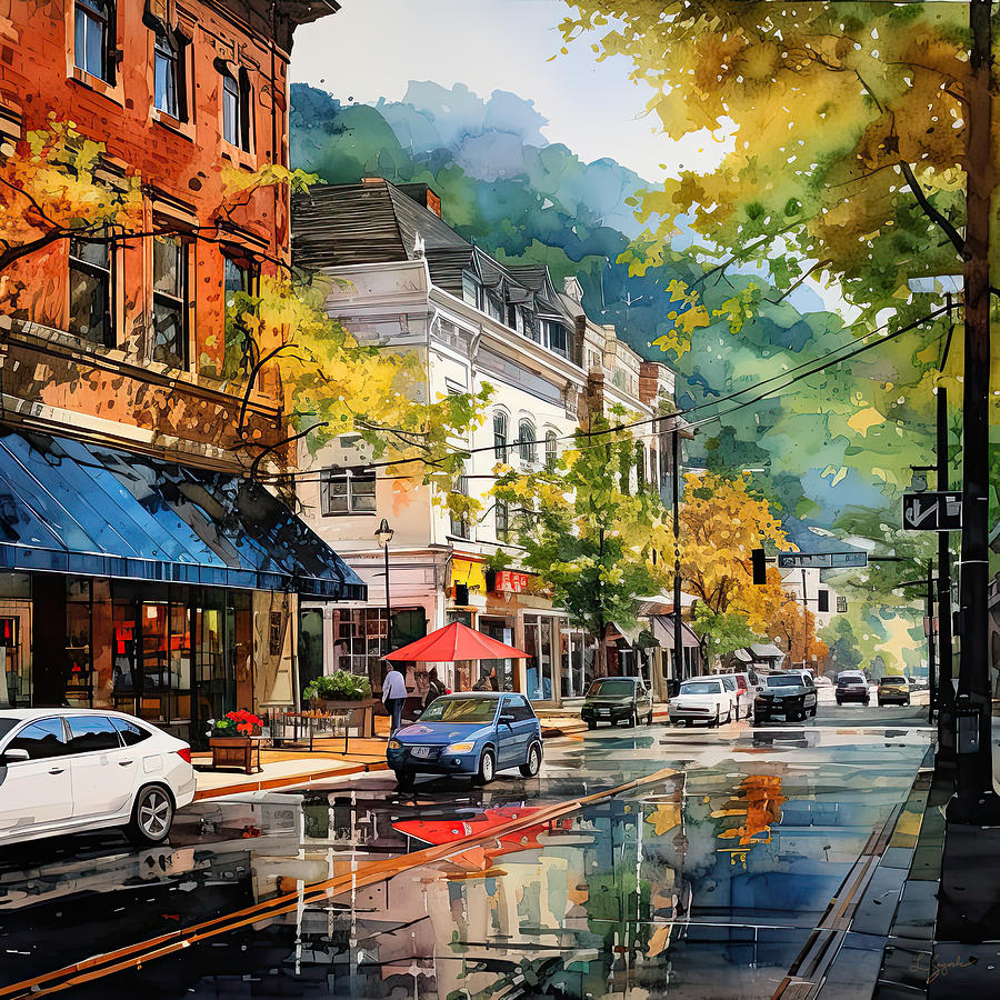 Hot Springs National Park Painting - Autumn Afternoon in Hot Springs by Lourry Legarde