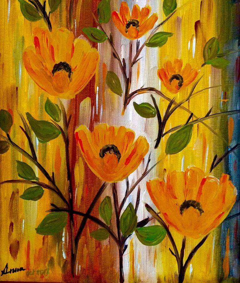 Autumn Flowers Painting by Agnieszka Gerwel
