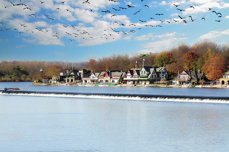 Autumn Along the Schuylkill River at Boathouse Row Photograph by Philadelphia Photography