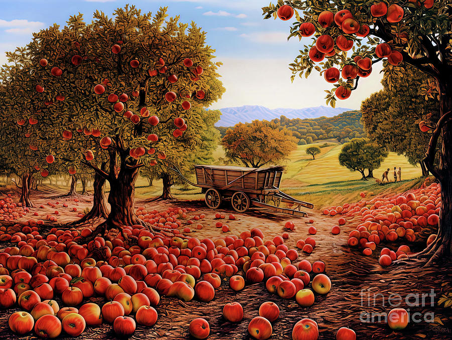 Autumn Apple Orchard 1...ai art Digital Art by Elaine Manley