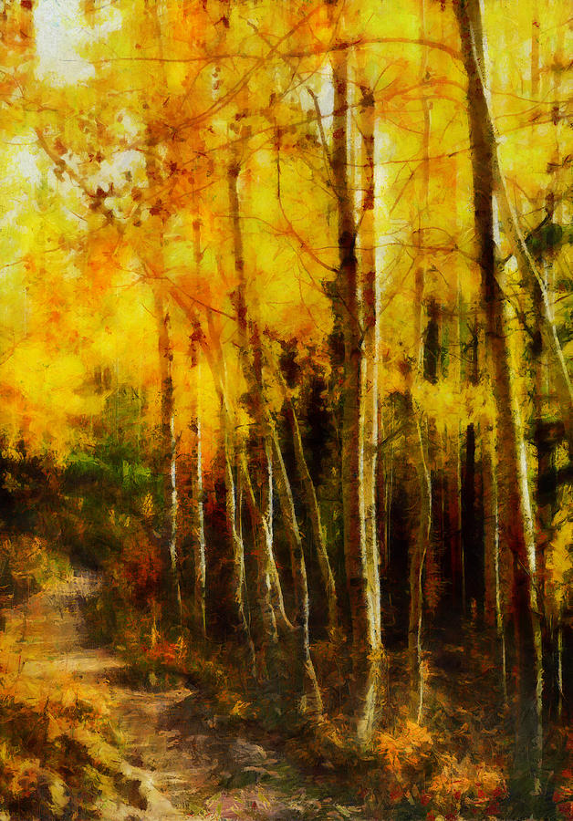 Autumn Aspen Hiking Path Painting by Dan Sproul