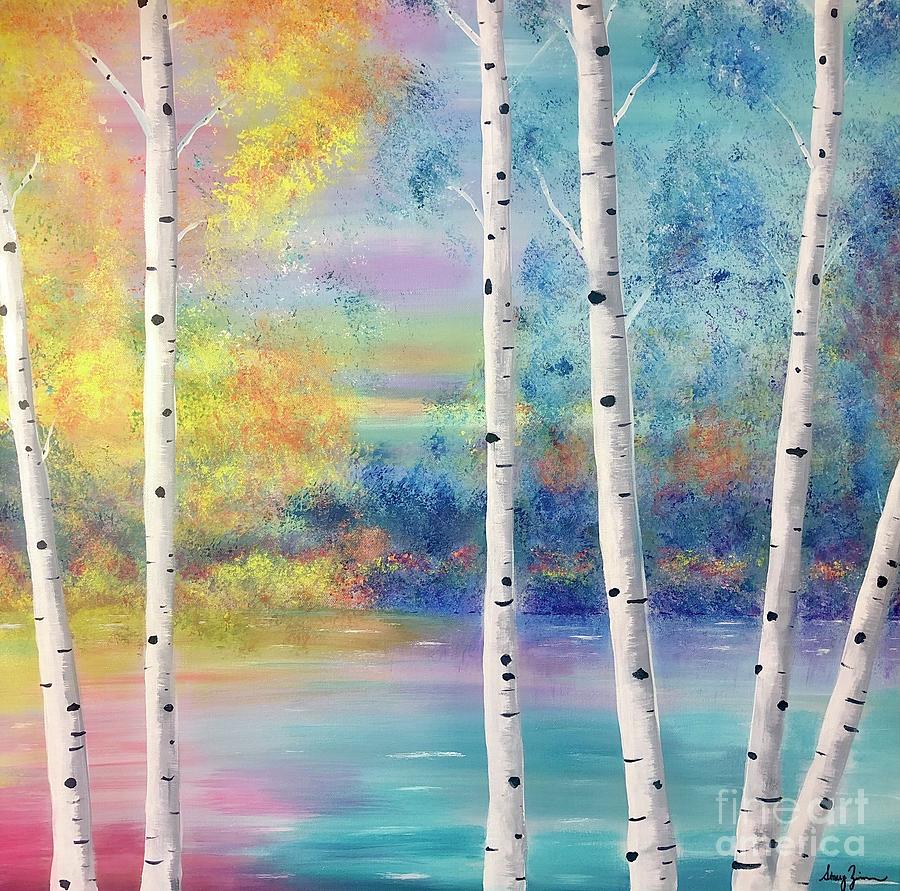 Autumn Aspens Painting by Stacey Zimmerman