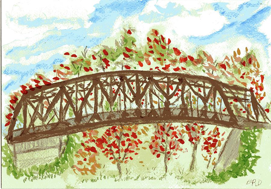 Autumn at Bellamy Park Bridge Painting by Branwen Drew