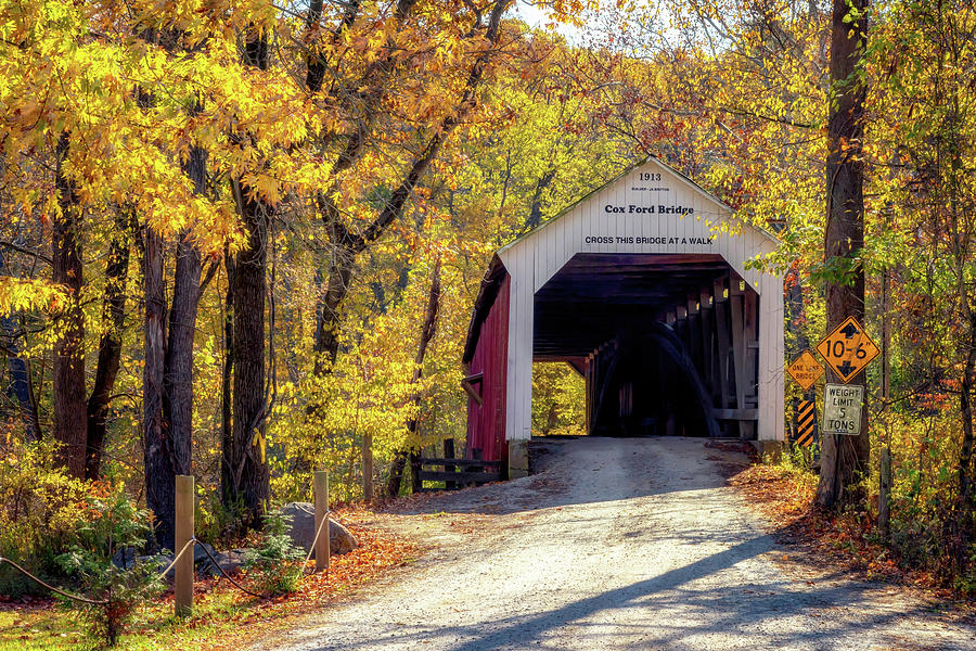 Autumn at Cox Ford Covered Bridge Photograph by Susan Rissi Tregoning