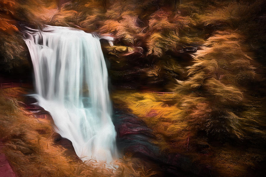Autumn at Dry Falls Painting Photograph by Debra and Dave Vanderlaan