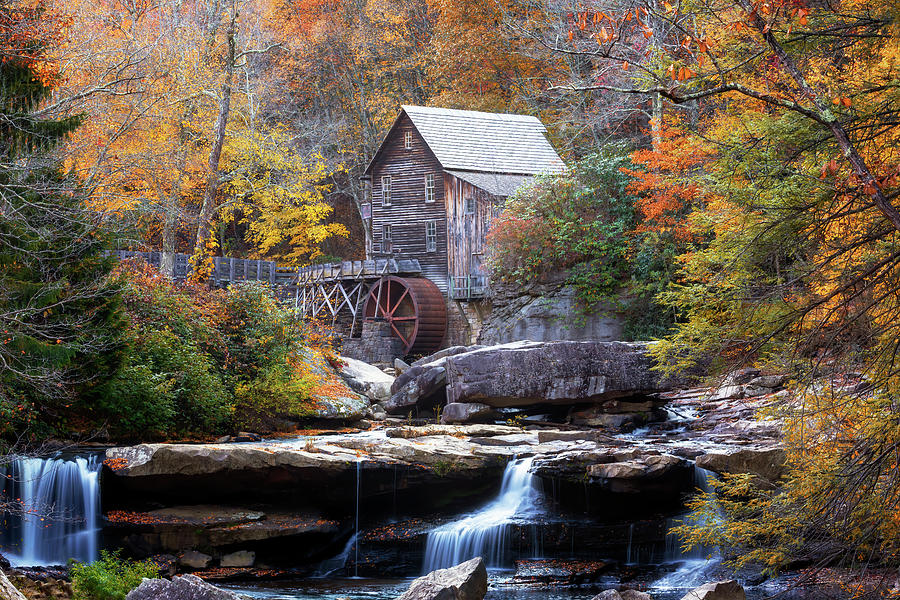 Autumn at Glade Creek Grist Mill - Babcock State Park Photograph by Susan Rissi Tregoning