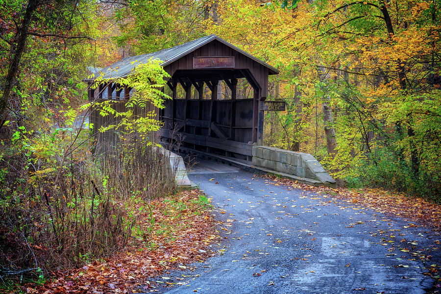 Fall Photograph - Autumn at Herns Mill Covered Bridge by Rick Berk