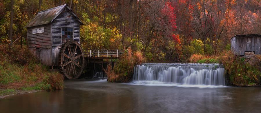 Waterfall Photograph - Autumn at Hydes Mill by Darren White