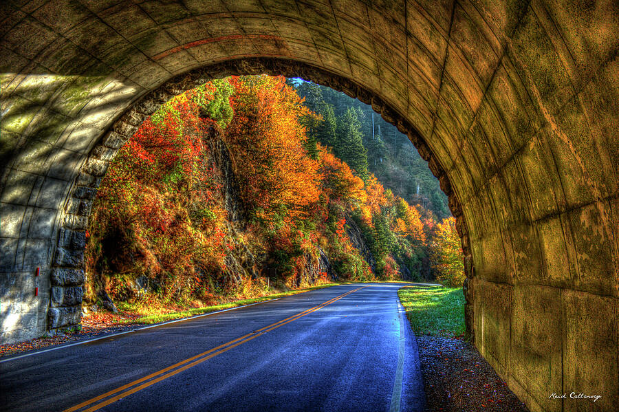 Autumn At The End Of The Tunnel Blue Ridge Parkway Great Smoky Mountains Art Photograph by Reid Callaway