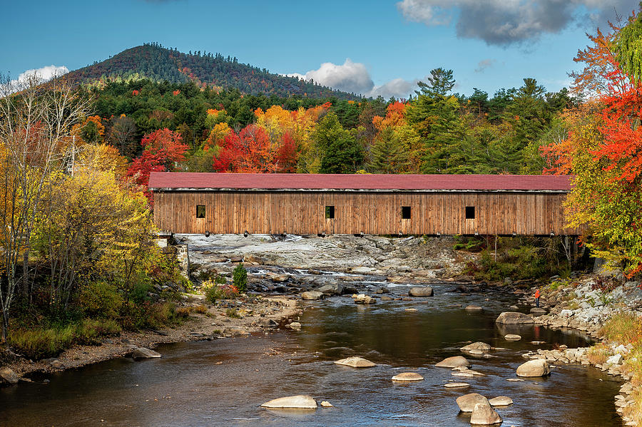 Autumn At The Jay Covered Bridge Photograph by Mark Papke
