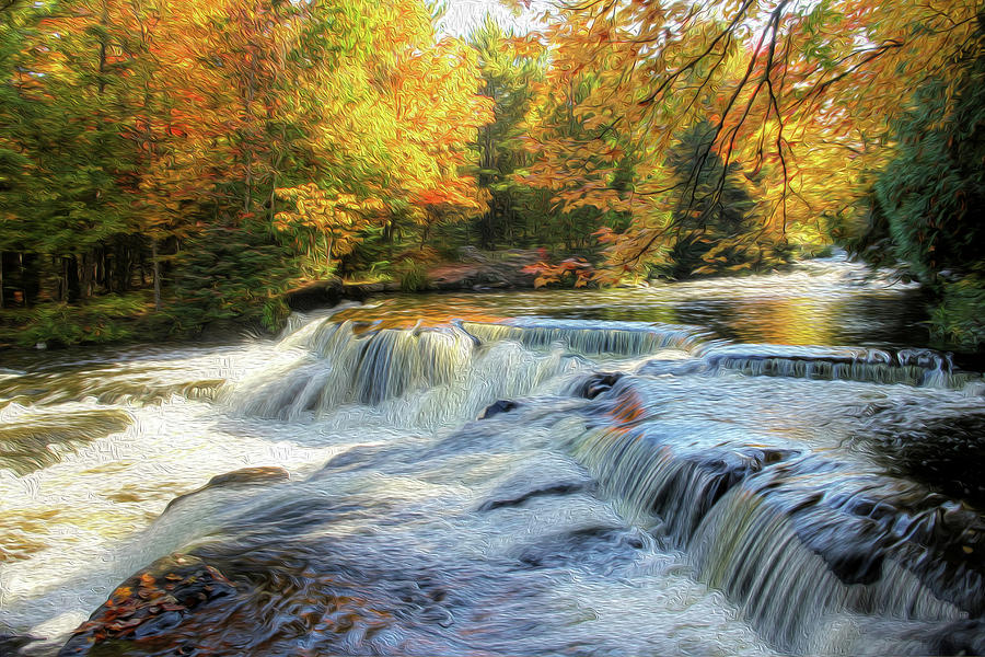 Painting of Autumn at the Cascades Photograph by Robert Carter