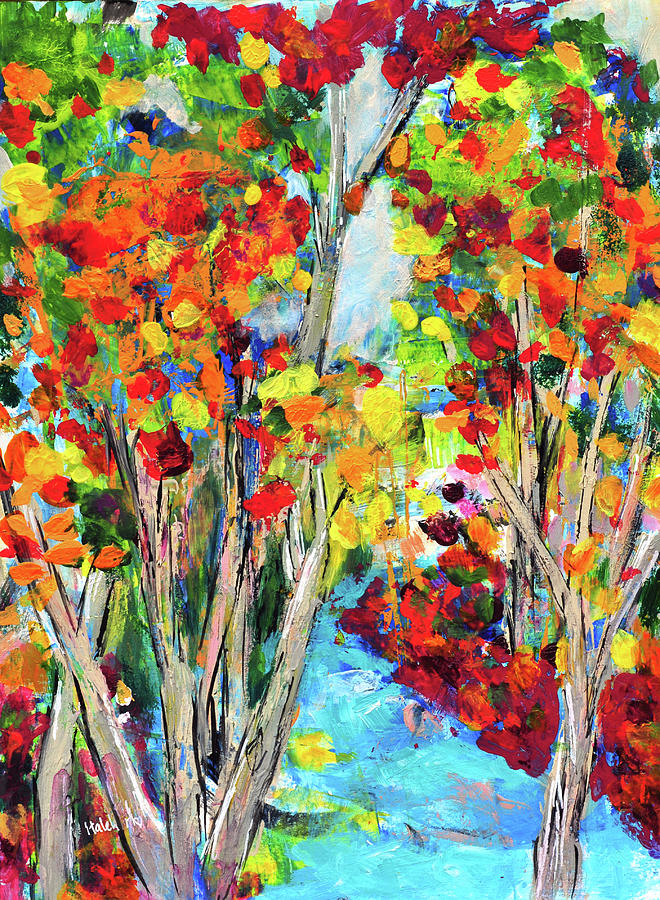 Autumn at The River Painting by Haleh Mahbod
