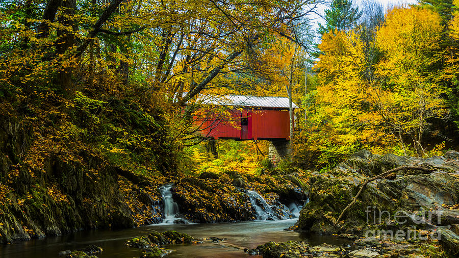 Autumn at the Slaughter House Covered Bridge Photograph by Scenic Vermont Photography