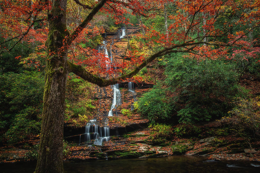Autumn at Tom Branch Falls Photograph by Robert J Wagner