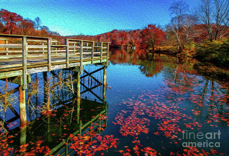 Autumn at Warriors Path State Park  oil painting Photograph by Shelia Hunt