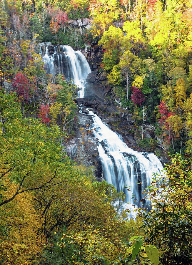 Autumn at Whitewater Falls Photograph by Rebecca Higgins