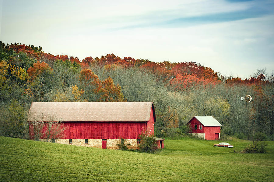 Autumn Barn Yard Photograph by Todd Klassy