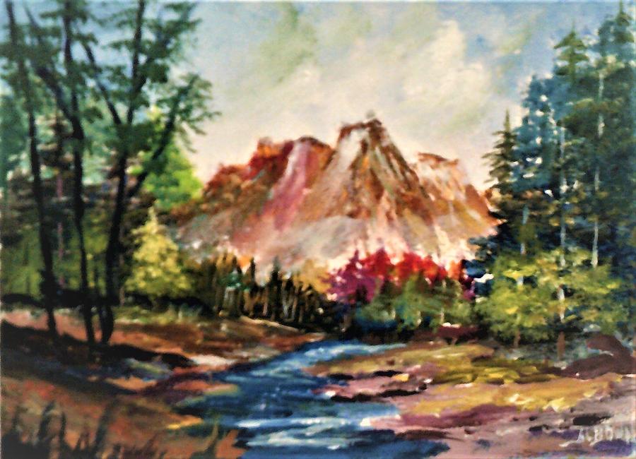 Spring Beneath the Mountains Painting by Al Brown