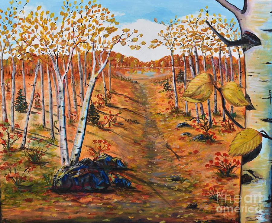 Autumn Birches Painting by Monika Shepherdson