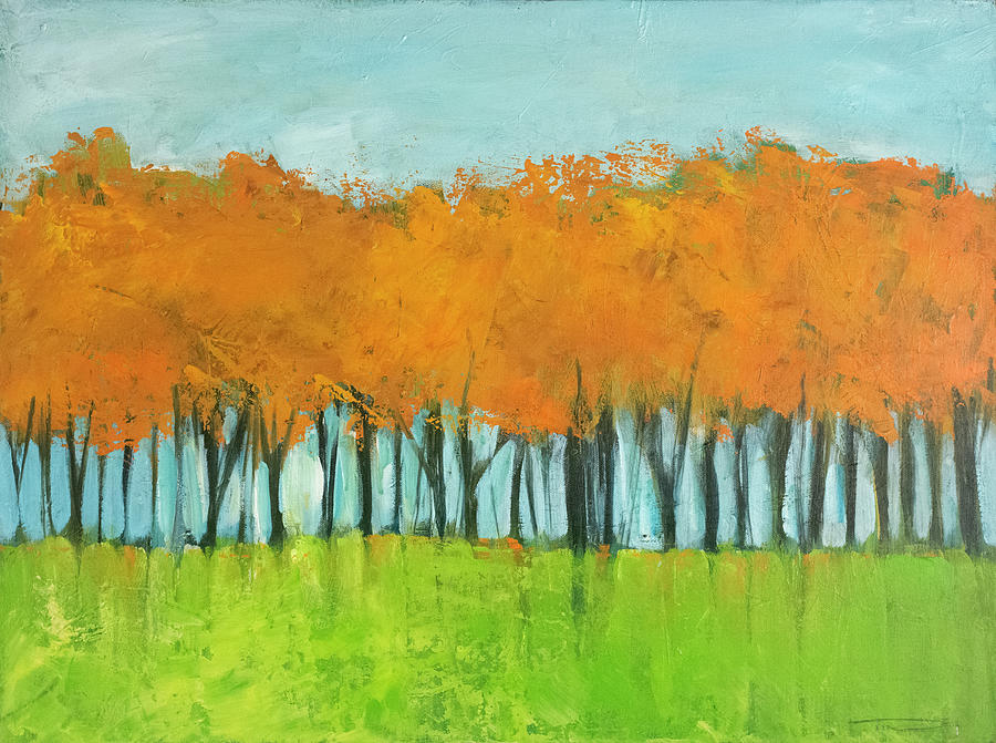 Autumn Blaze Treeline Painting by Tim Nyberg