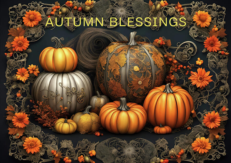Autumn Blessings - with WORDS Digital Art by Deb Beausoleil