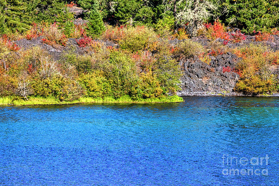 Autumn Blue Lake, Lake Art, Fall Colors, Autumn Art Prints,  Photograph by David Millenheft