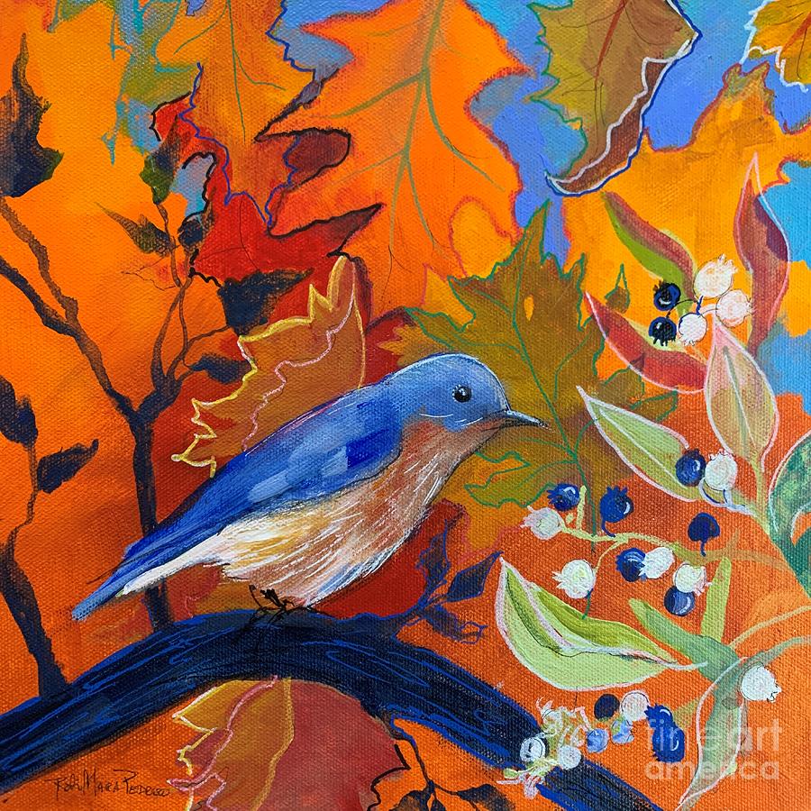 Fall Painting - Autumn Bluebird by Robin Pedrero