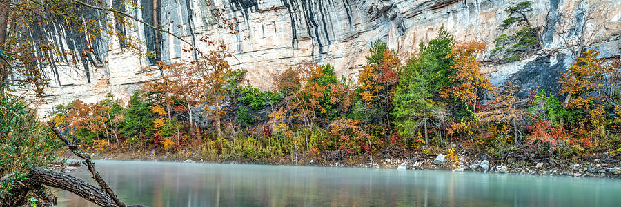 Fall Foliage Photograph - Autumn Border Along The Buffalo National River Panorama by Gregory Ballos