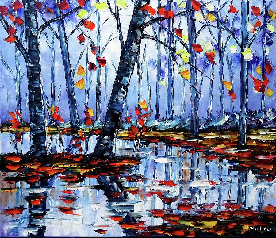 Autumn By The River Painting by Mirek Kuzniar
