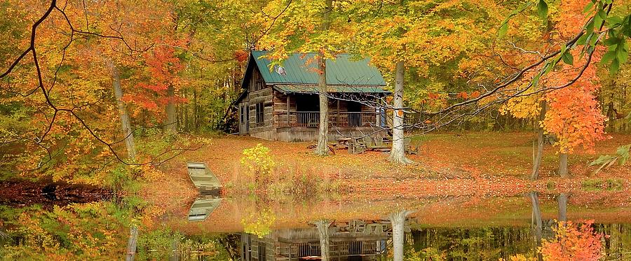 Autumn Cabin Coffee Mug Photograph by Jeff Burcher