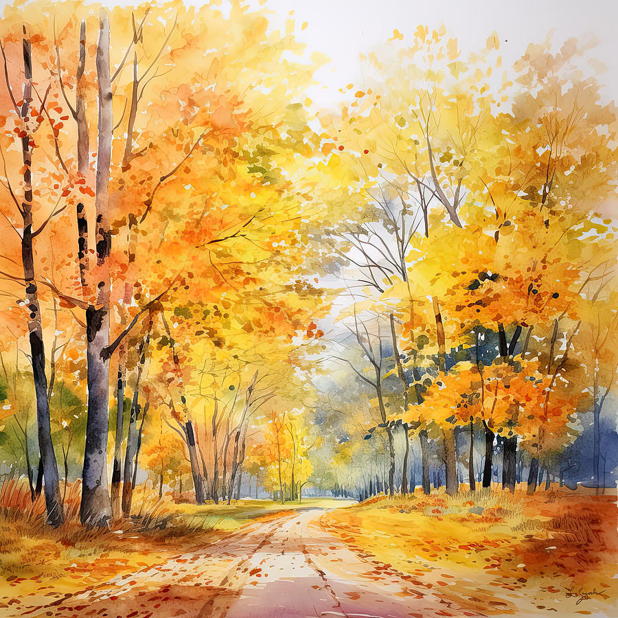 Autumn Charm - Watercolor Impression Painting by Lourry Legarde