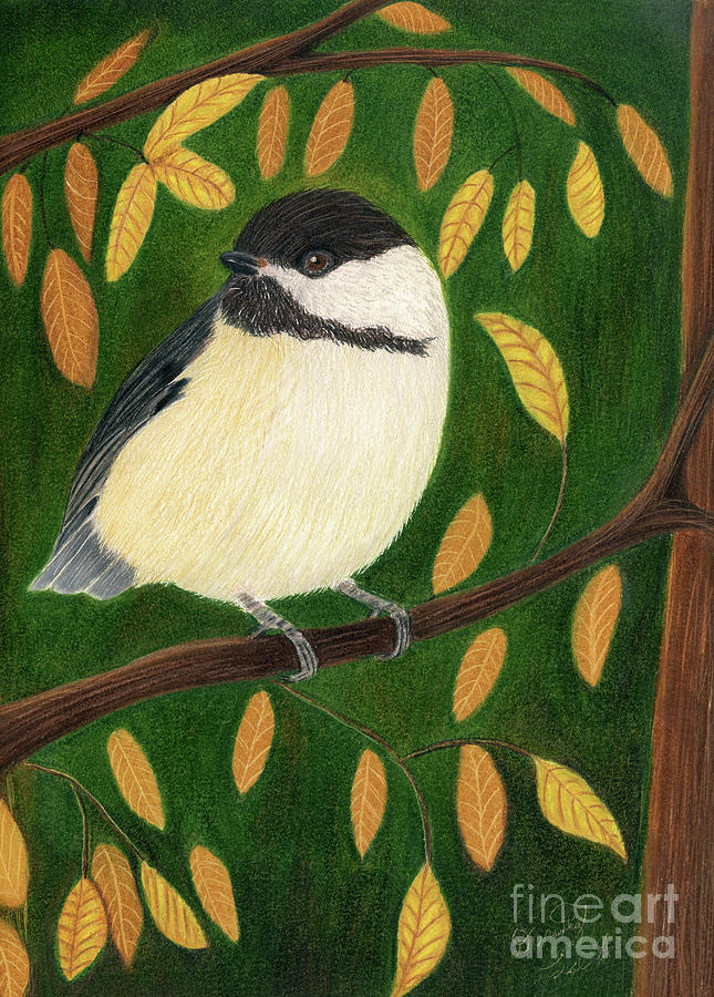 Autumn Chickadee Painting by Dorothy Lee