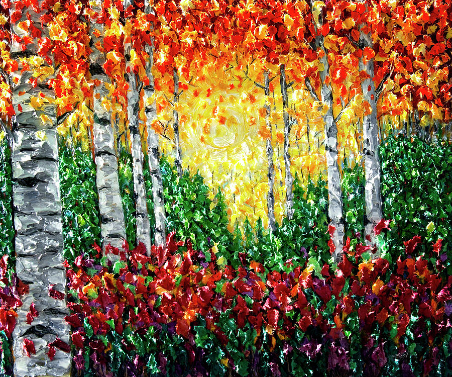 Autumn Colorado Landscape, Impressionist Impasto  Painting by Lena Owens - OLena Art Vibrant Palette Knife and Graphic Design