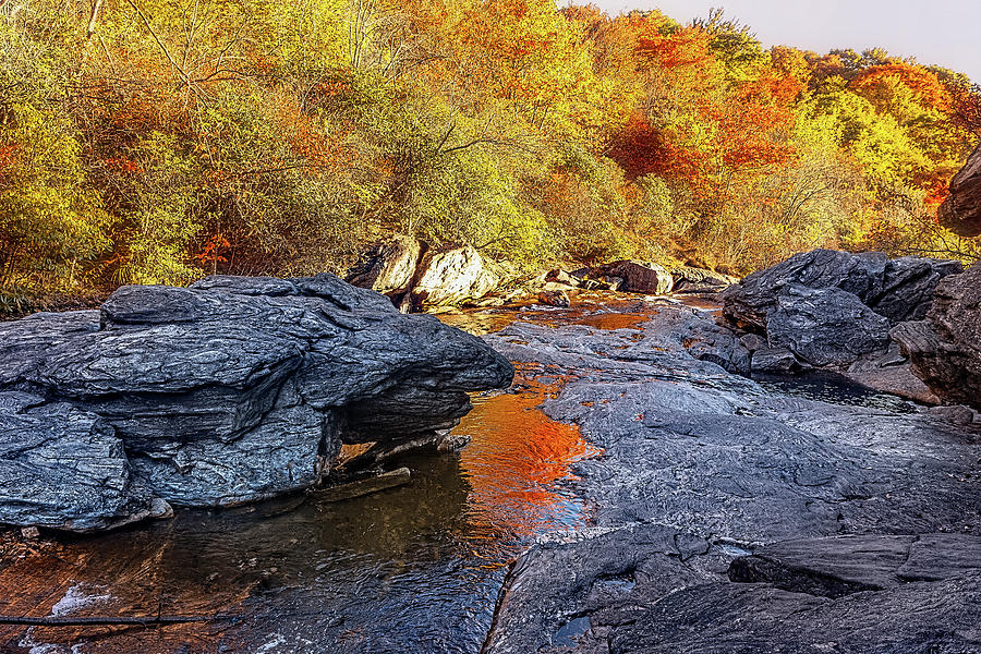 Autumn Colored Rocks in the Graveyard Photograph by Dan Carmichael