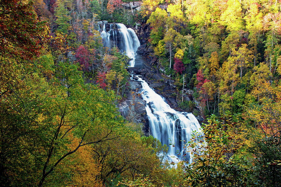Autumn Colors at Whitewater Falls Photograph by Rebecca Higgins