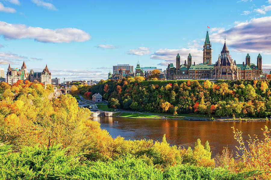 Architecture Photograph - Autumn colors on the Parliament Hill, Ottawa, Canada by Tatiana Travelways